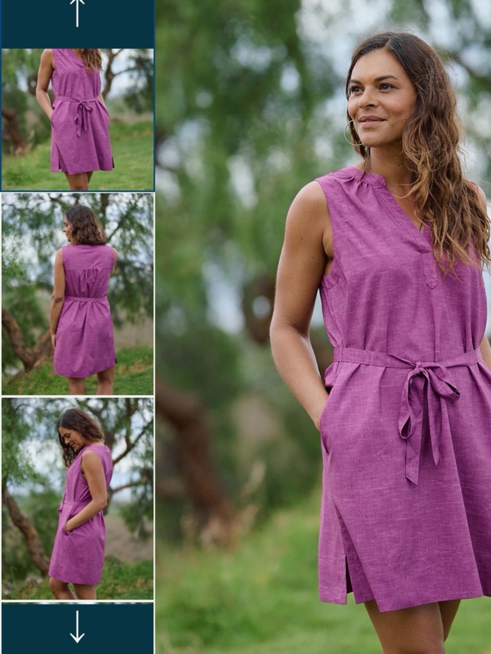 Rip Skirt Sleeveless Magenta Shift Dress with Waist Tie nwt.  Small.